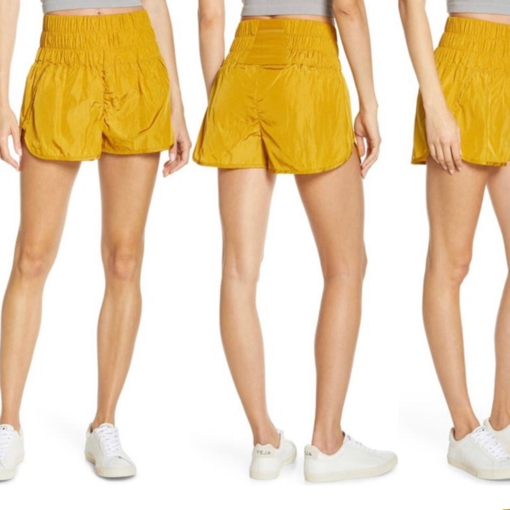 Free People Golden Honey yellow Running Shorts High Waist - Picture 7 of 14